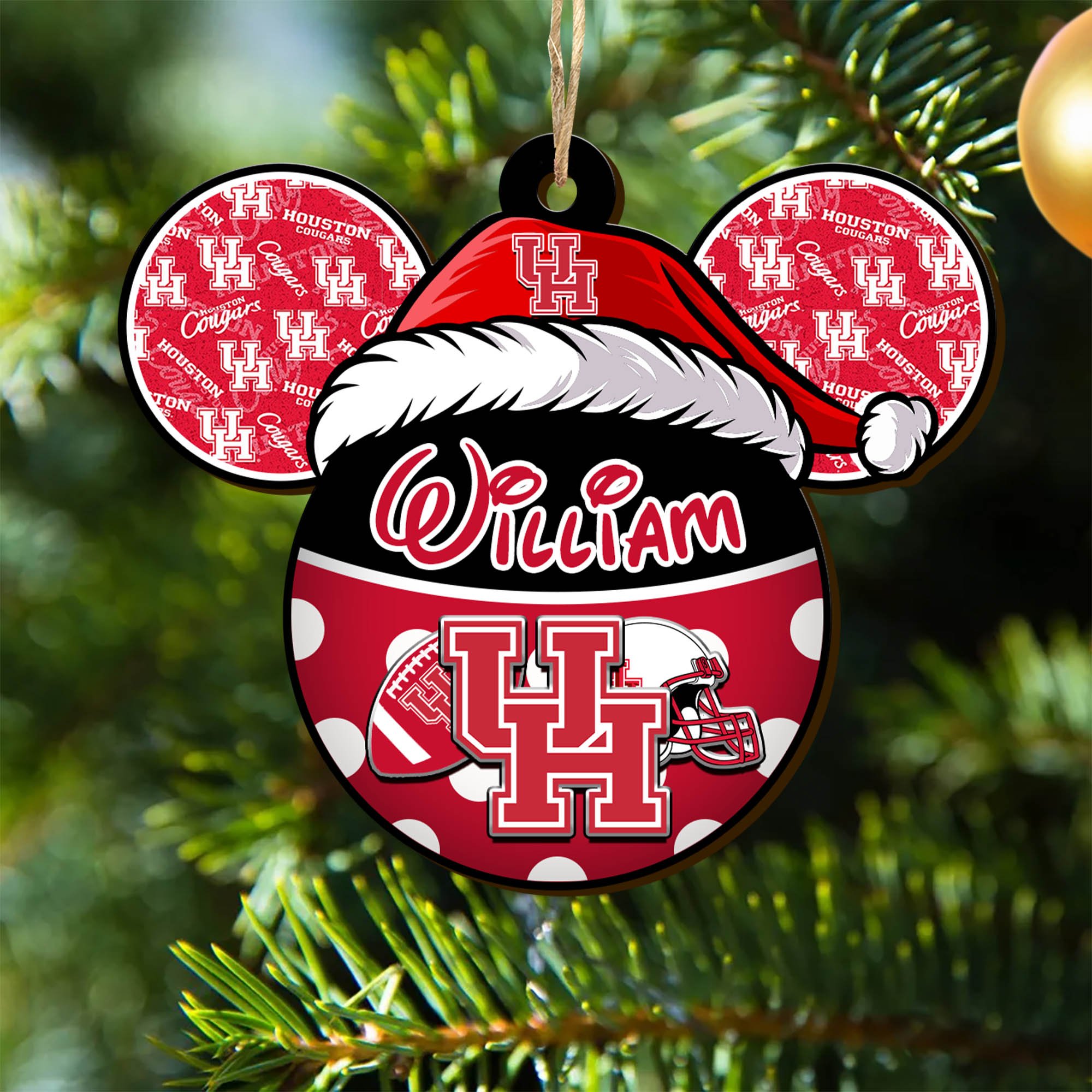 Houston Cougars Wooden Ornament 2024 Version Personalized Your Name, Christmas Gifts For Sport Fan, Home Decorations ETHY-53354