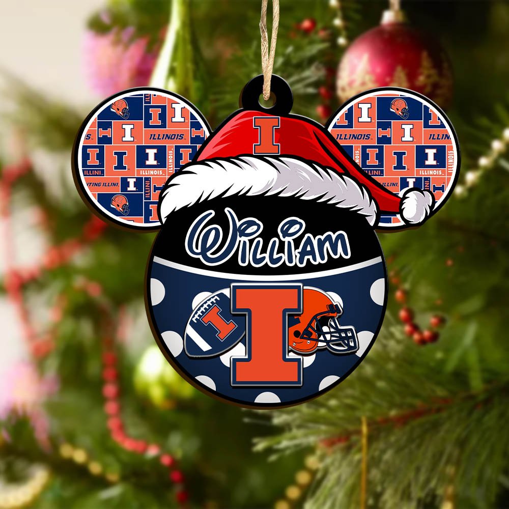 Alternative view of Illinois Fighting Illini Wooden Ornament 2024 Version Personalized Your Name, Christmas Gifts For Sport Fan, Home Decorations ETHY-53354