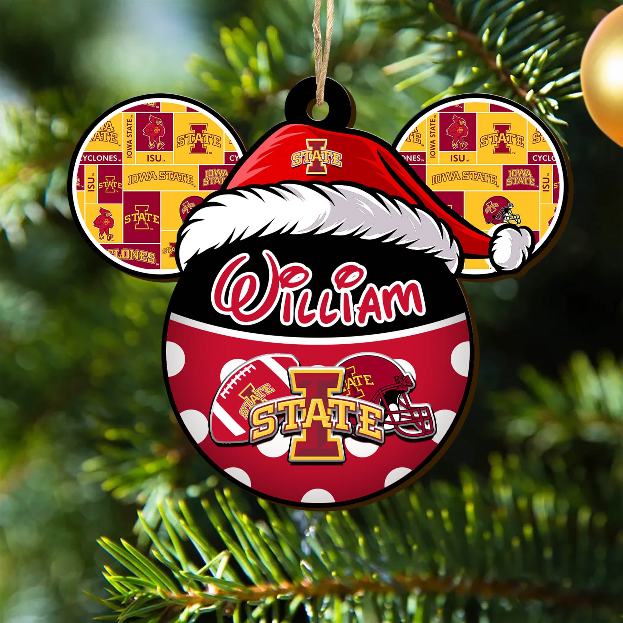 Iowa State Cyclones Wooden Ornament 2024 Version Personalized Your Name, Christmas Gifts For Sport Fan, Home Decorations ETHY-53354