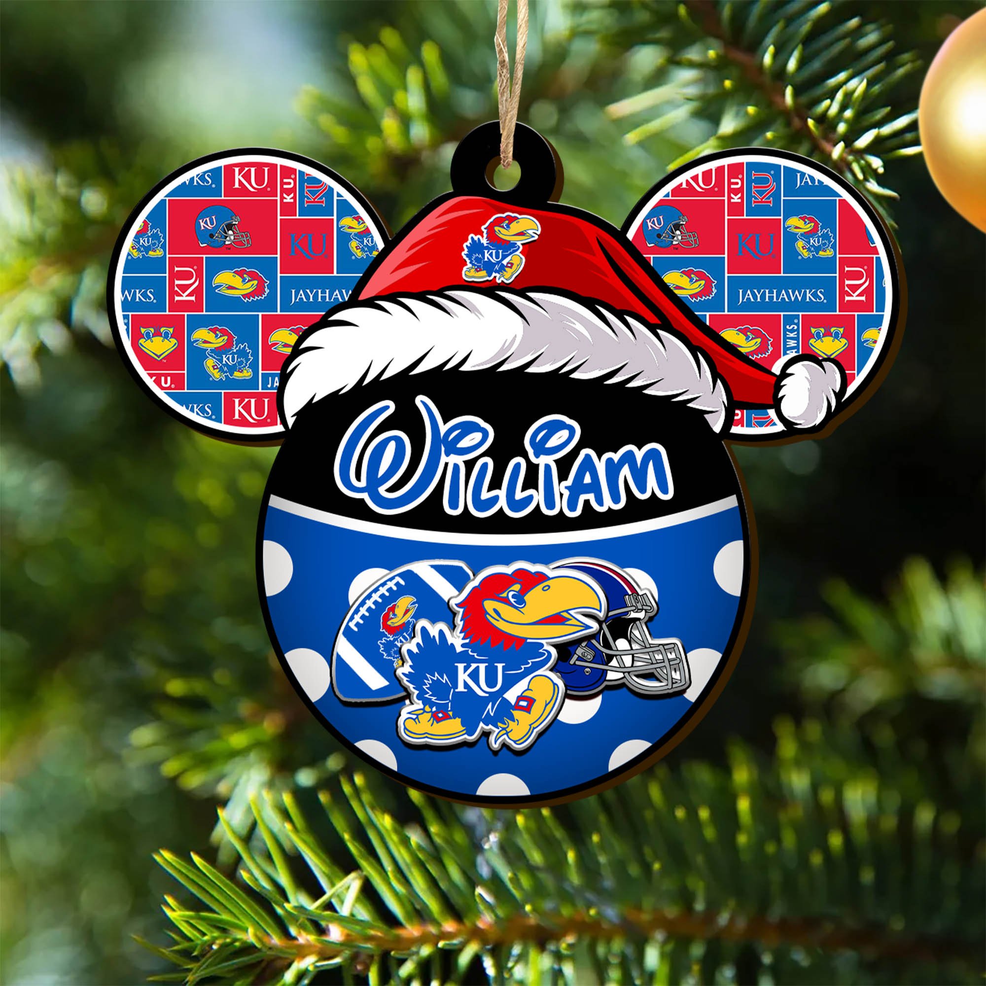 Kansas Jayhawks Wooden Ornament 2024 Version Personalized Your Name, Christmas Gifts For Sport Fan, Home Decorations ETHY-53354