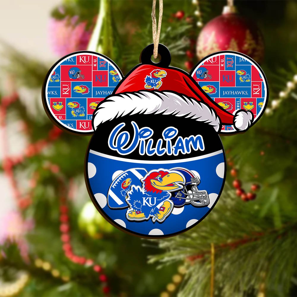 Alternative view of Kansas Jayhawks Wooden Ornament 2024 Version Personalized Your Name, Christmas Gifts For Sport Fan, Home Decorations ETHY-53354