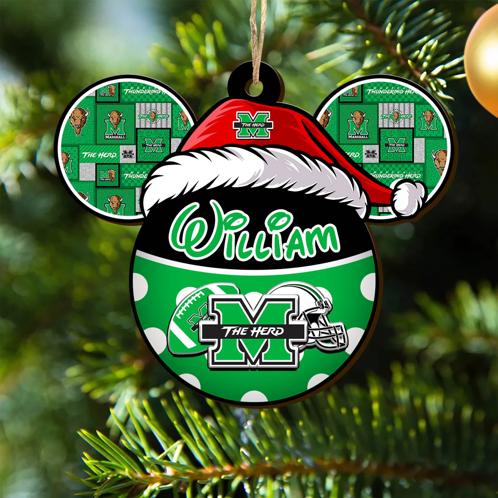 Marshall Thundering Herd Wooden Ornament 2024 Version Personalized Your Name, Christmas Gifts For Sport Fan, Home Decorations ETHY-53354