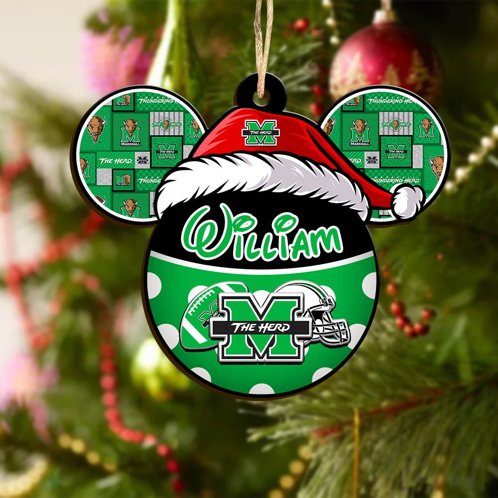 Alternative view of Marshall Thundering Herd Wooden Ornament 2024 Version Personalized Your Name, Christmas Gifts For Sport Fan, Home Decorations ETHY-53354