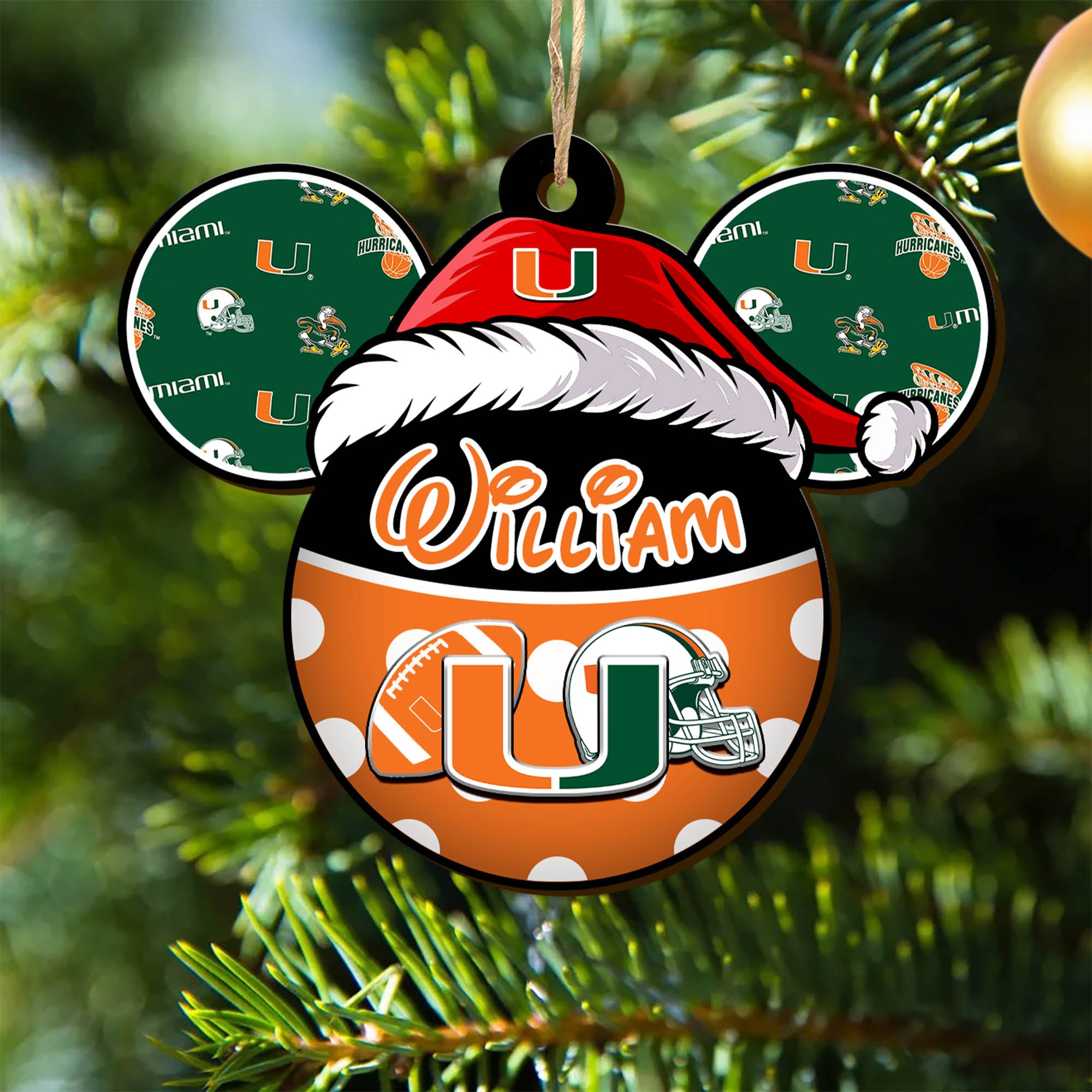 Miami Hurricanes Wooden Ornament 2024 Version Personalized Your Name, Christmas Gifts For Sport Fan, Home Decorations ETHY-53354