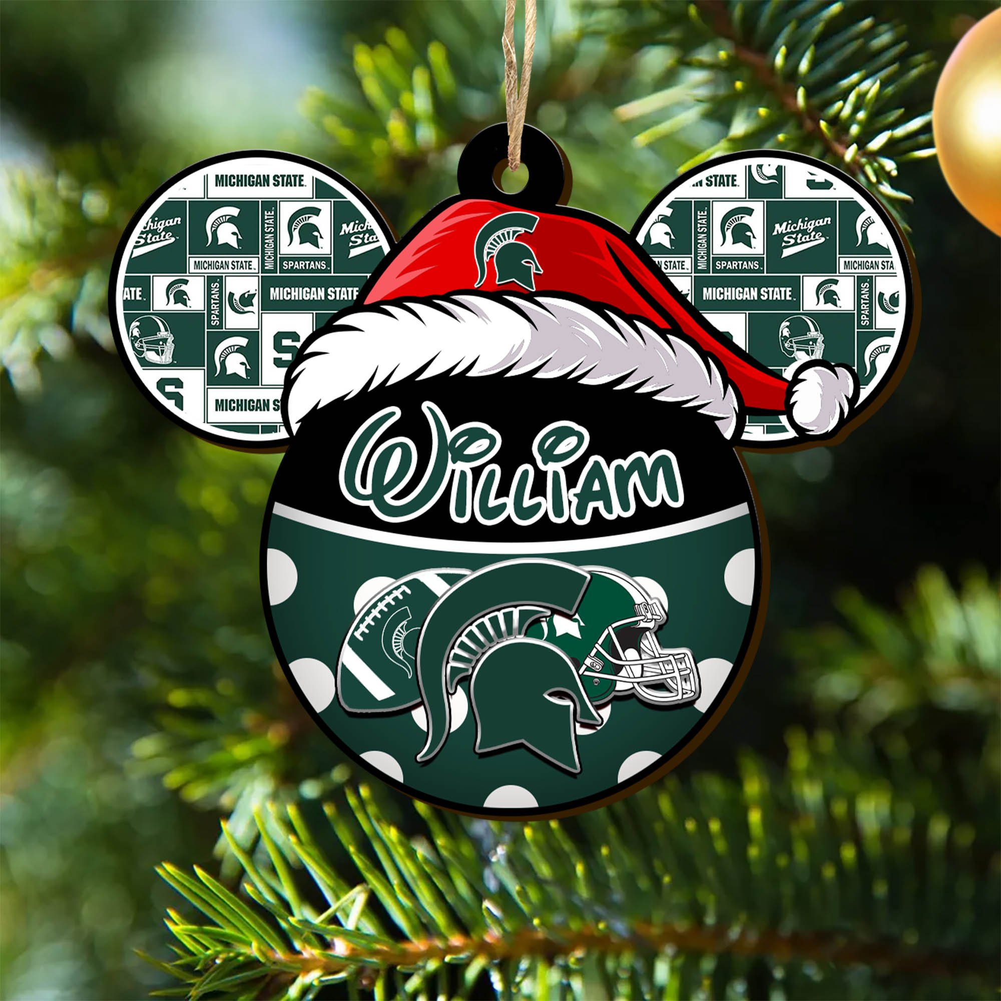 Michigan State Spartans Wooden Ornament 2024 Version Personalized Your Name, Christmas Gifts For Sport Fan, Home Decorations ETHY-53354