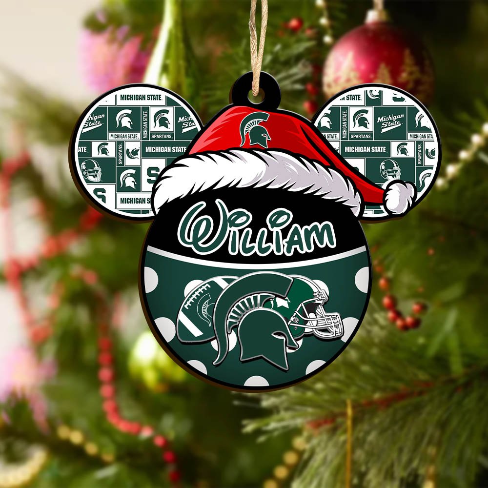 Alternative view of Michigan State Spartans Wooden Ornament 2024 Version Personalized Your Name, Christmas Gifts For Sport Fan, Home Decorations ETHY-53354