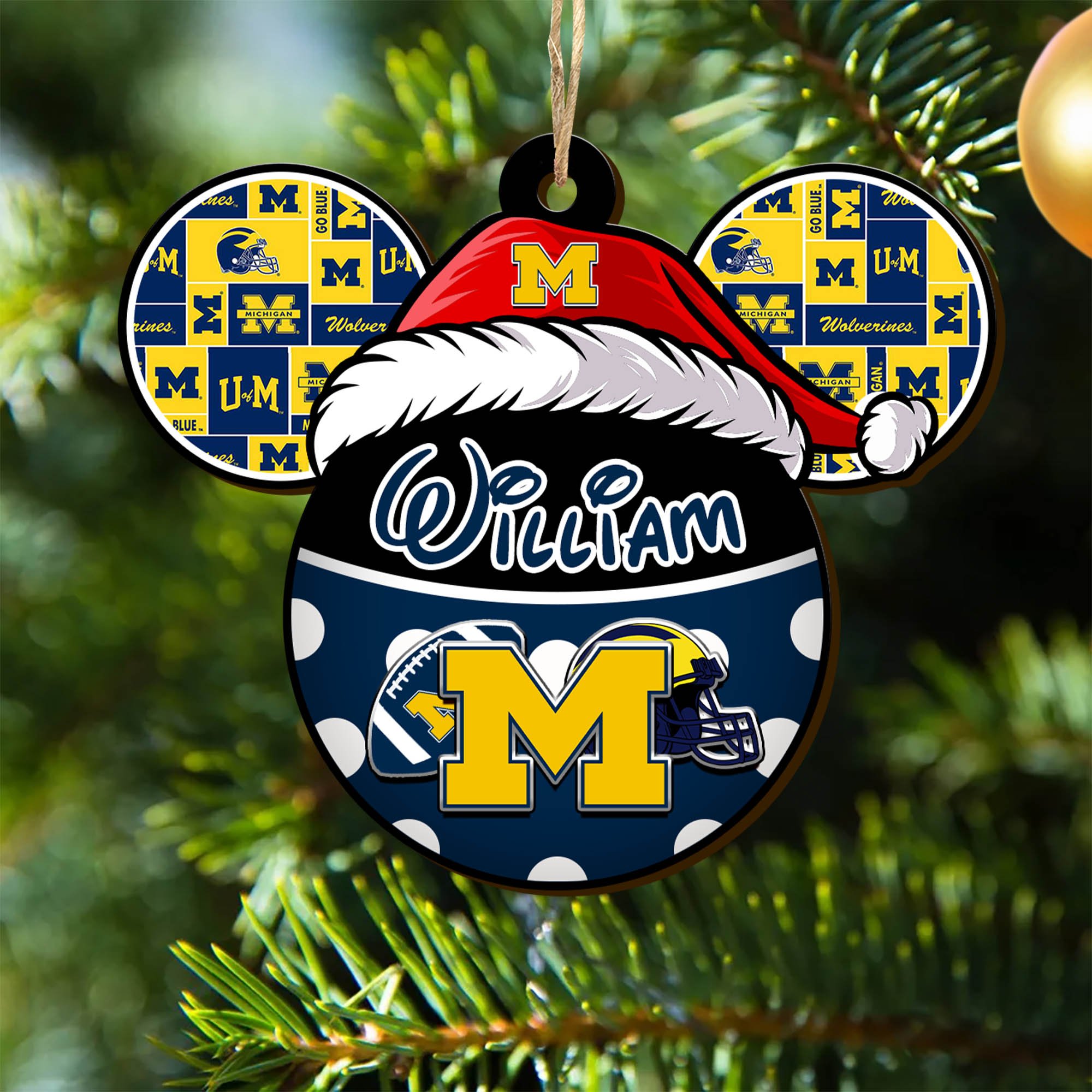 Michigan Wolverines Wooden Ornament 2024 Version Personalized Your Name, Christmas Gifts For Sport Fan, Home Decorations ETHY-53354