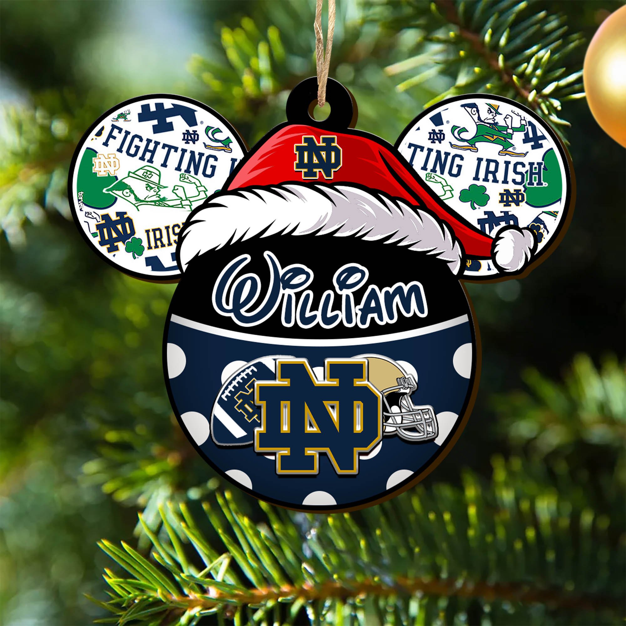 Notre Dame Fighting Irish Wooden Ornament 2024 Version Personalized Your Name, Christmas Gifts For Sport Fan, Home Decorations ETHY-53354