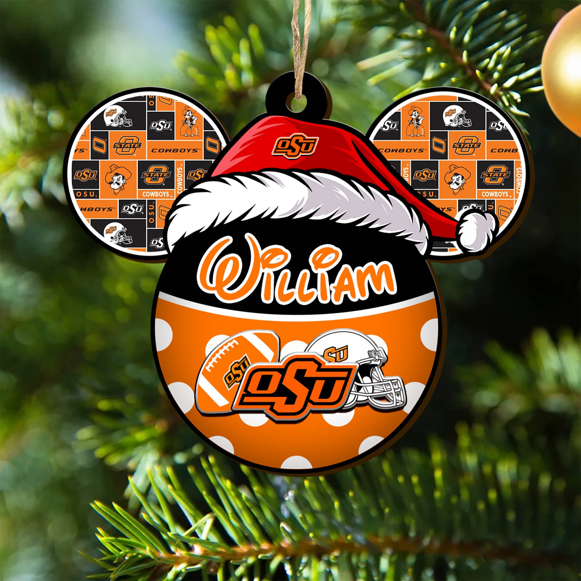 Oklahoma State Cowboys Wooden Ornament 2024 Version Personalized Your Name, Christmas Gifts For Sport Fan, Home Decorations ETHY-53354