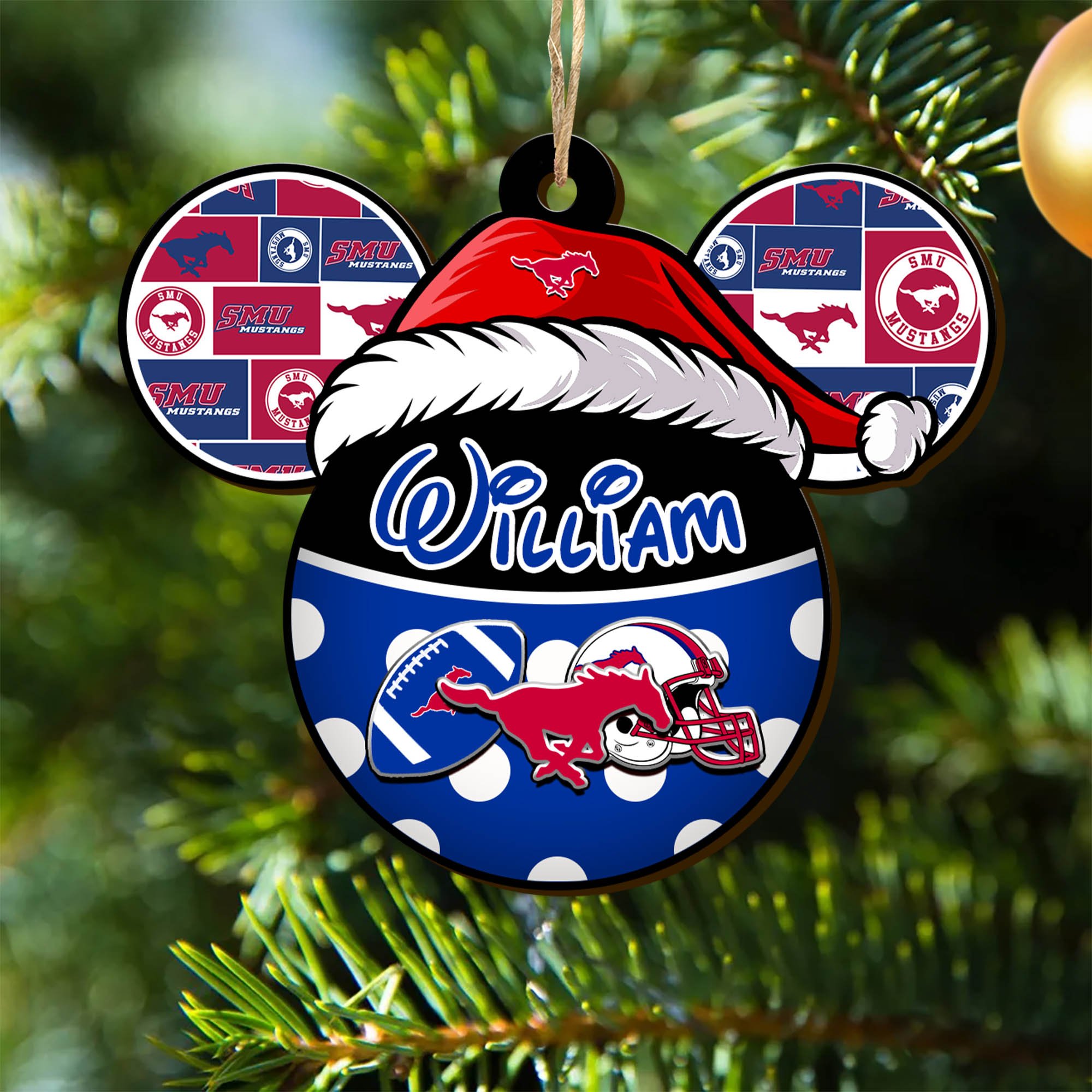 SMU Mustangs Wooden Ornament 2024 Version Personalized Your Name, Christmas Gifts For Sport Fan, Home Decorations ETHY-53354
