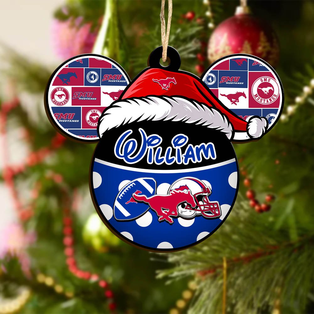 Alternative view of SMU Mustangs Wooden Ornament 2024 Version Personalized Your Name, Christmas Gifts For Sport Fan, Home Decorations ETHY-53354