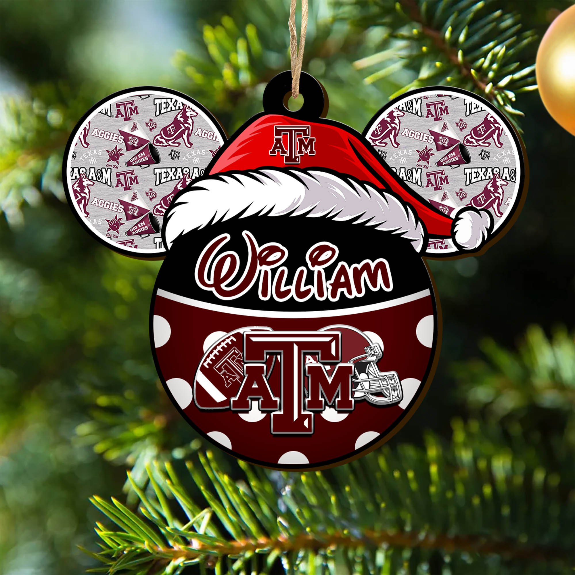 Texas A&M Aggies Wooden Ornament 2024 Version Personalized Your Name, Christmas Gifts For Sport Fan, Home Decorations ETHY-53354