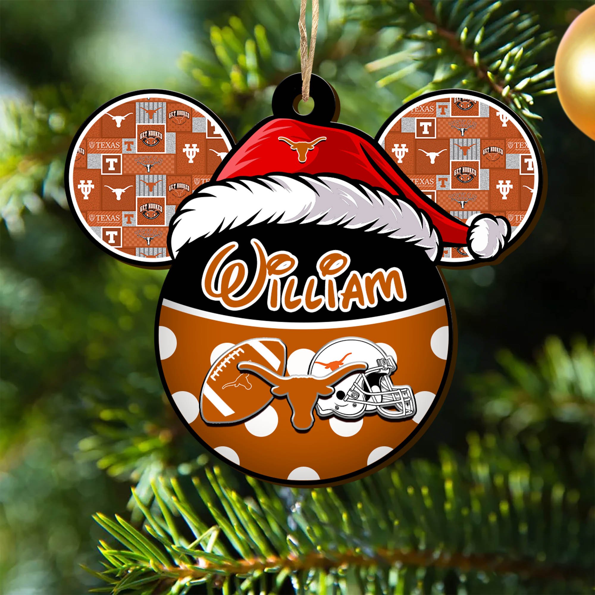 Texas Longhorns Wooden Ornament 2024 Version Personalized Your Name, Christmas Gifts For Sport Fan, Home Decorations ETHY-53354