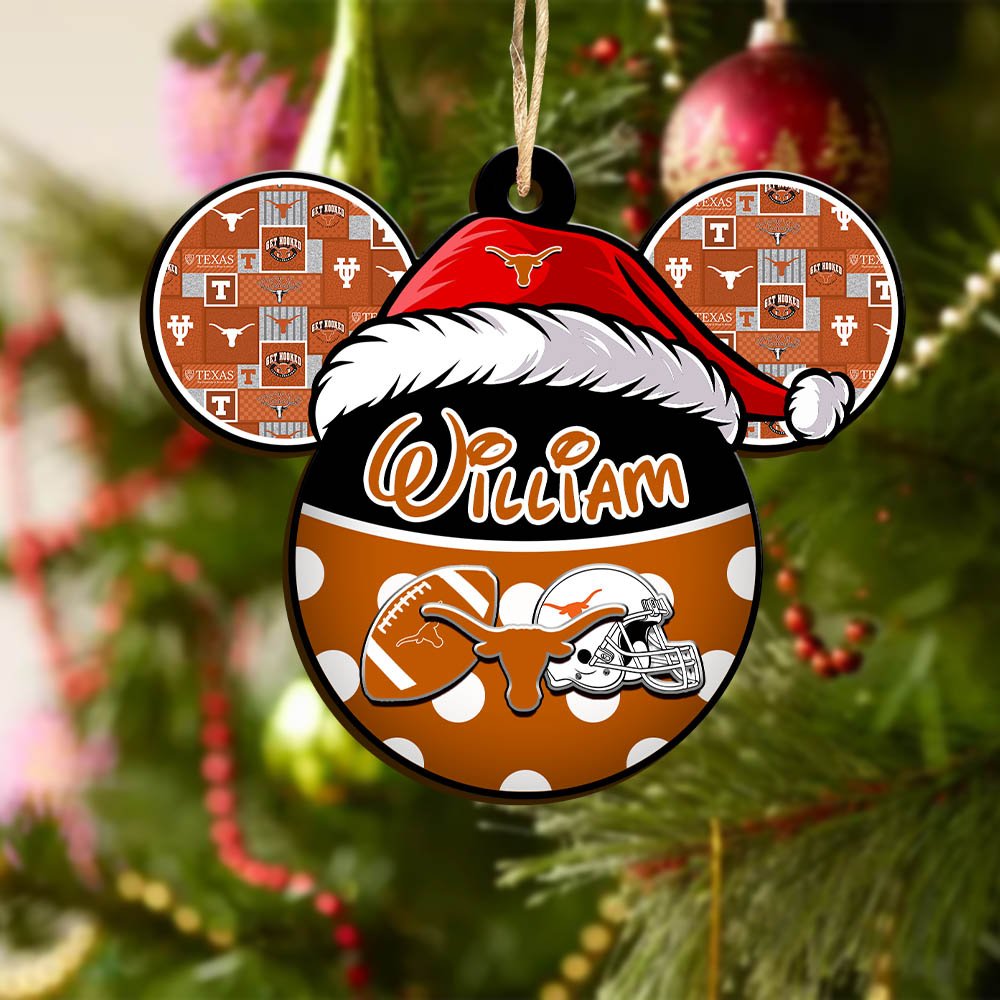 Alternative view of Texas Longhorns Wooden Ornament 2024 Version Personalized Your Name, Christmas Gifts For Sport Fan, Home Decorations ETHY-53354