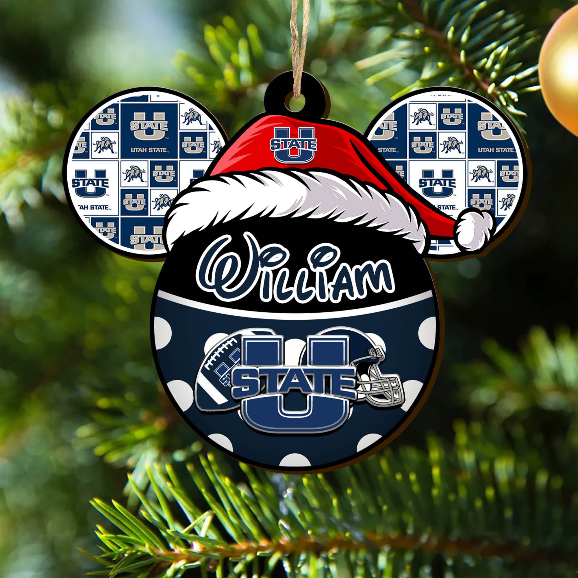 Utah State Aggies Wooden Ornament 2024 Version Personalized Your Name, Christmas Gifts For Sport Fan, Home Decorations ETHY-53354