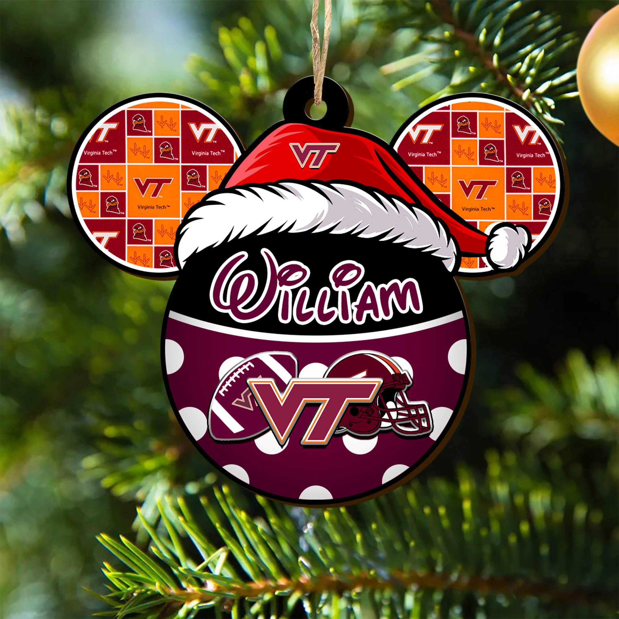 Virginia Tech Hokies Wooden Ornament 2024 Version Personalized Your Name, Christmas Gifts For Sport Fan, Home Decorations ETHY-53354