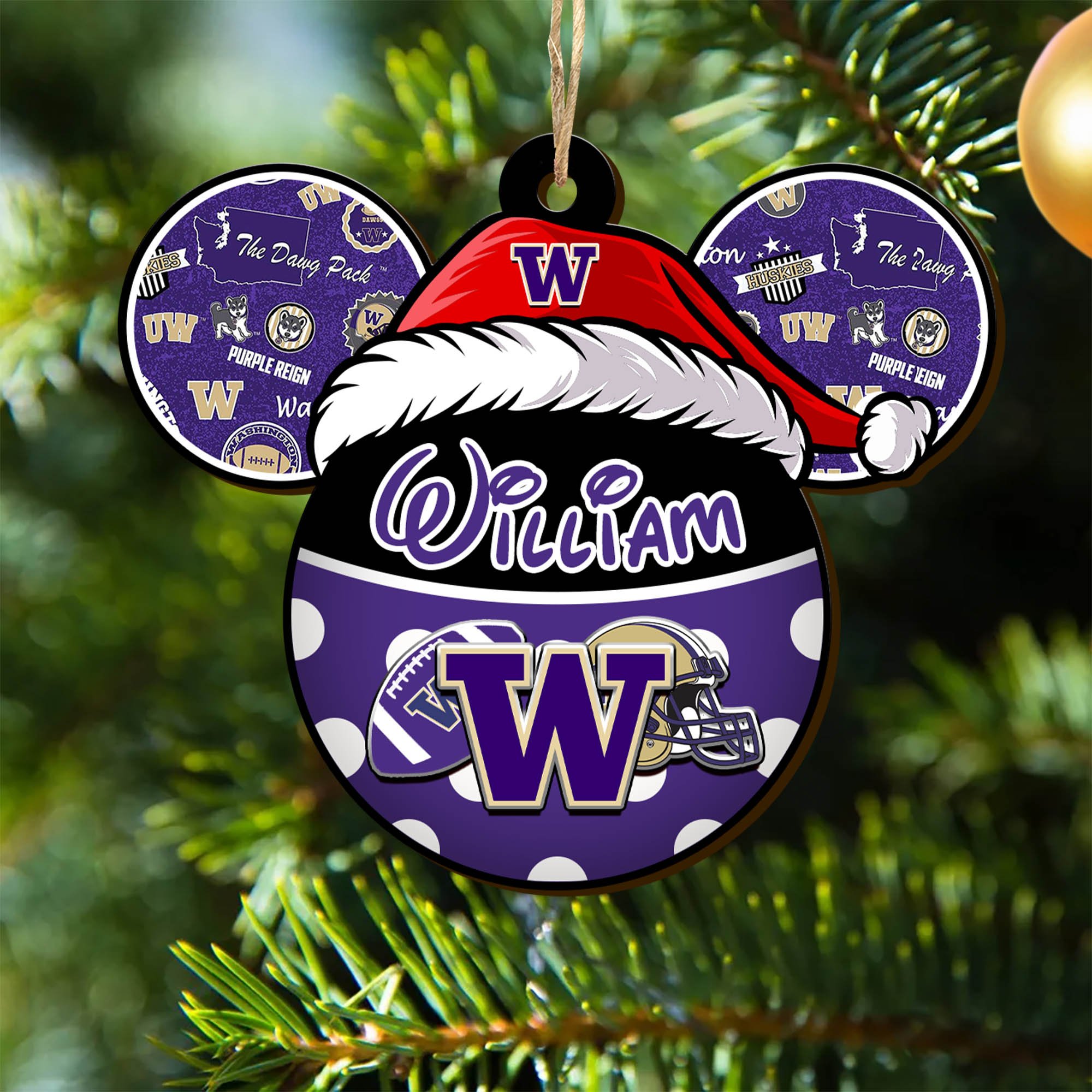 Washington Huskies Wooden Ornament 2024 Version Personalized Your Name, Christmas Gifts For Sport Fan, Home Decorations ETHY-53354