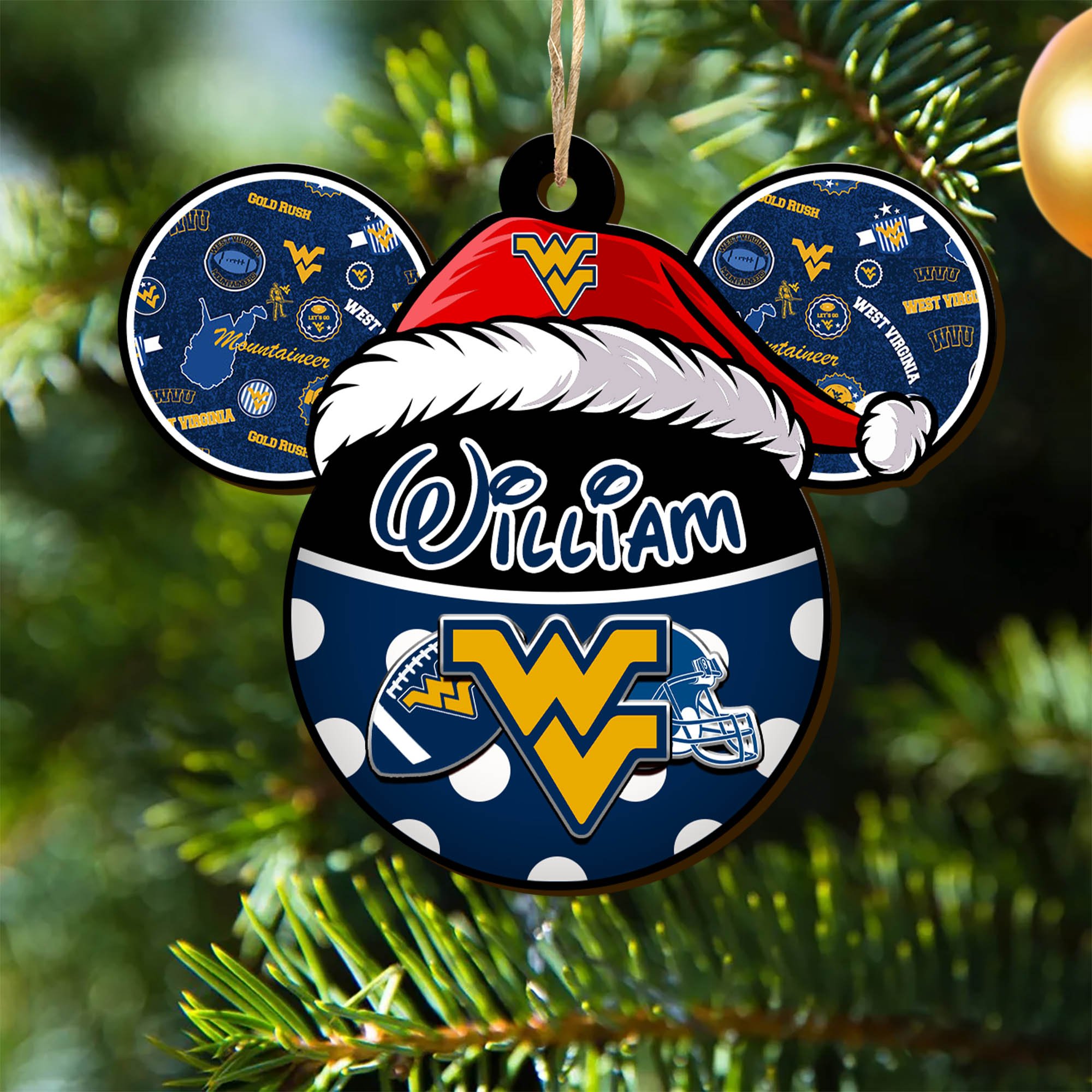 West Virginia Mountaineers Wooden Ornament 2024 Version Personalized Your Name, Christmas Gifts For Sport Fan, Home Decorations ETHY-53354