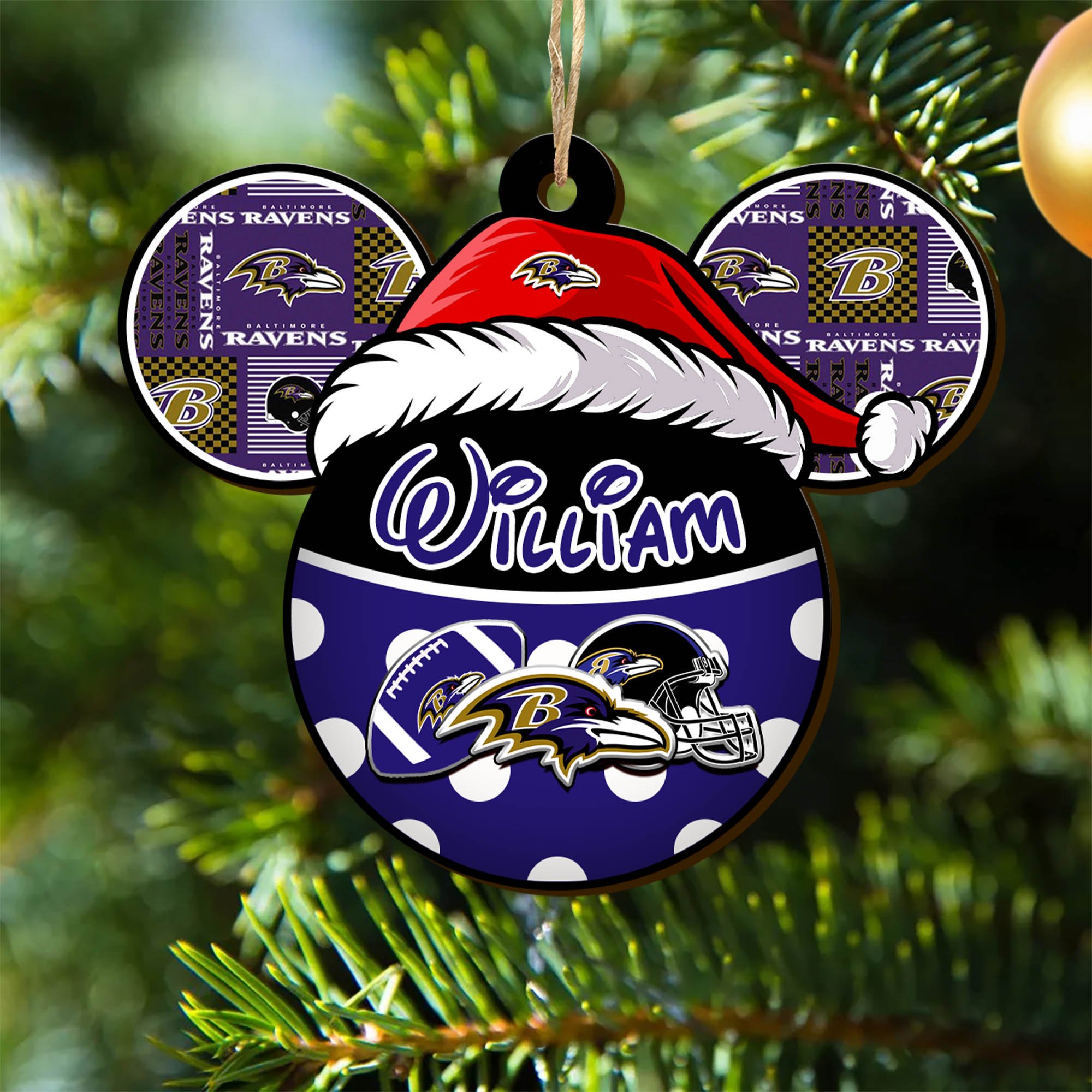 Baltimore Ravens Wooden Ornament 2024 Version Personalized Your Name, Christmas Gifts For Sport Fan, Home Decorations ETHY-53354