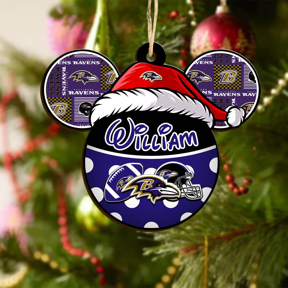 Alternative view of Baltimore Ravens Wooden Ornament 2024 Version Personalized Your Name, Christmas Gifts For Sport Fan, Home Decorations ETHY-53354