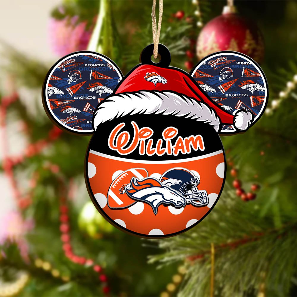 Alternative view of Denver Broncos Wooden Ornament 2024 Version Personalized Your Name, Christmas Gifts For Sport Fan, Home Decorations ETHY-53354