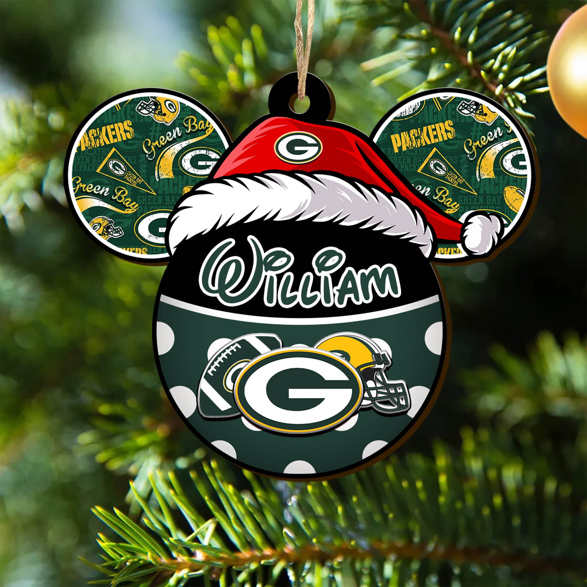 Green Bay Packers Wooden Ornament 2024 Version Personalized Your Name, Christmas Gifts For Sport Fan, Home Decorations ETHY-53354