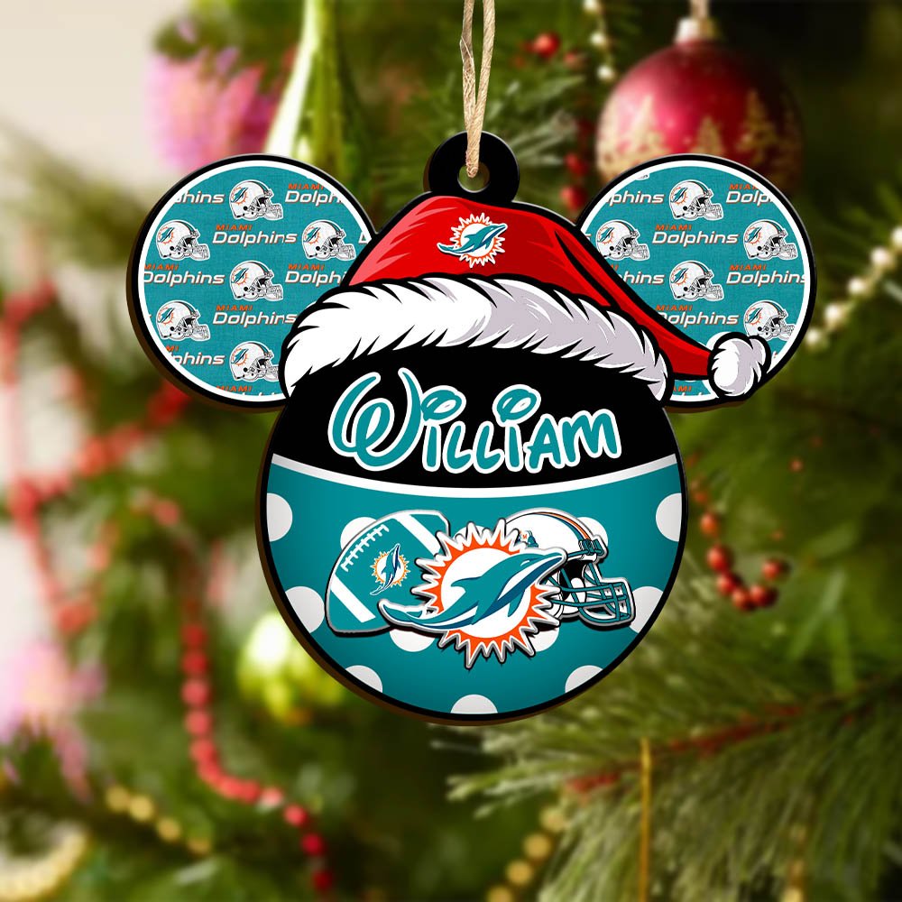 Alternative view of Miami Dolphins Wooden Ornament 2024 Version Personalized Your Name, Christmas Gifts For Sport Fan, Home Decorations ETHY-53354