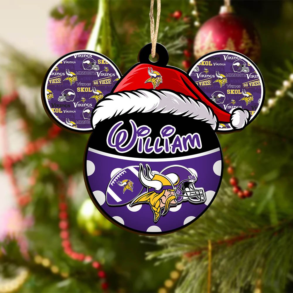 Alternative view of Minnesota Vikings Wooden Ornament 2024 Version Personalized Your Name, Christmas Gifts For Sport Fan, Home Decorations ETHY-53354