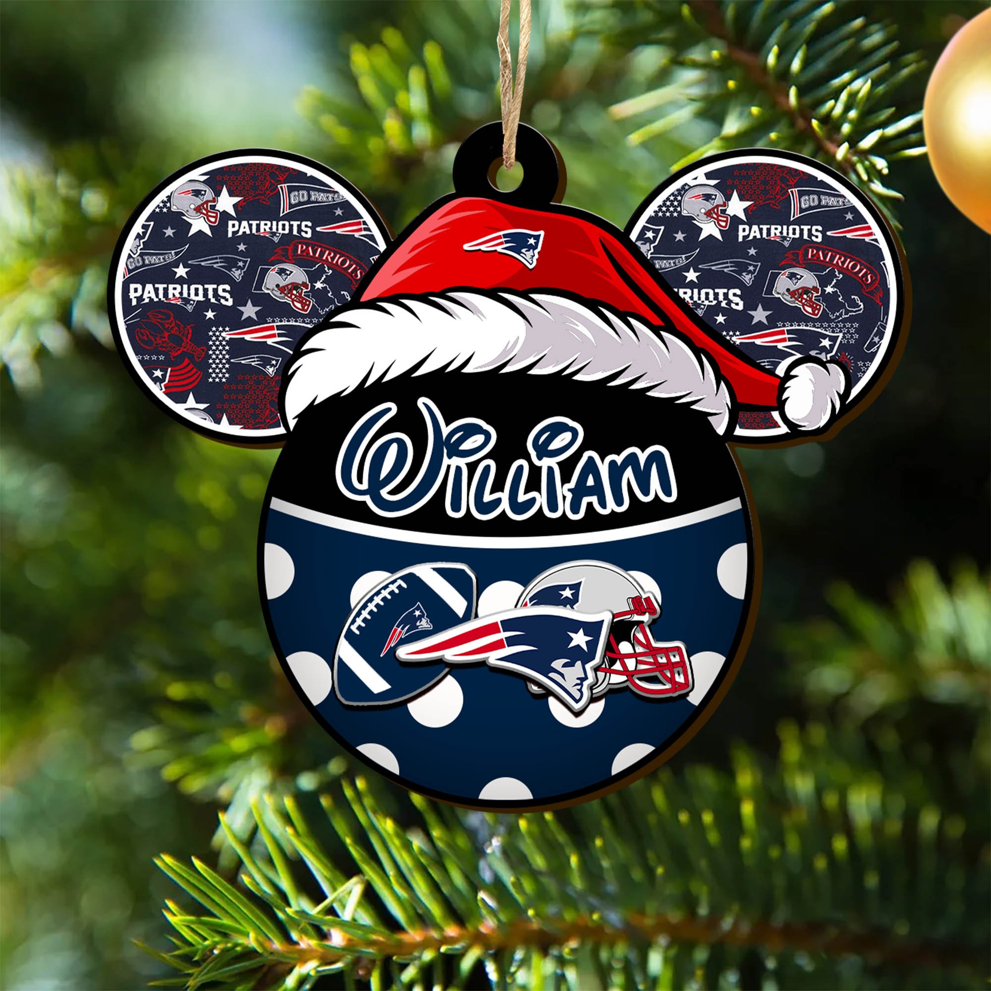 New England Patriots Wooden Ornament 2024 Version Personalized Your Name, Christmas Gifts For Sport Fan, Home Decorations ETHY-53354