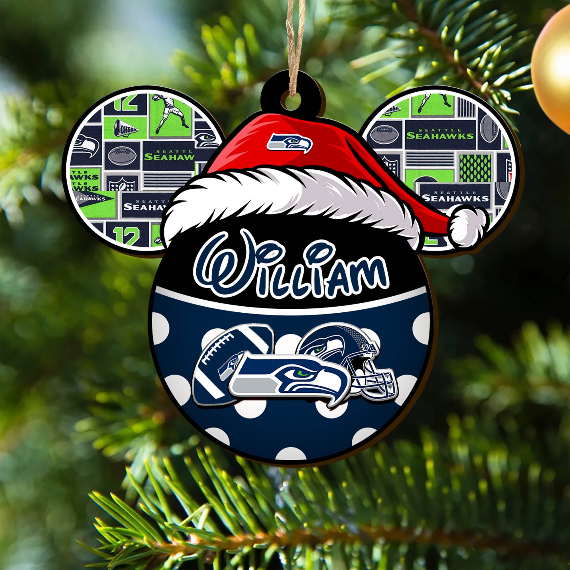 Seattle Seahawks Wooden Ornament 2024 Version Personalized Your Name, Christmas Gifts For Sport Fan, Home Decorations ETHY-53354