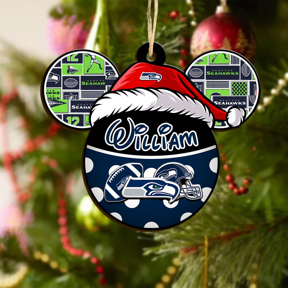 Alternative view of Seattle Seahawks Wooden Ornament 2024 Version Personalized Your Name, Christmas Gifts For Sport Fan, Home Decorations ETHY-53354