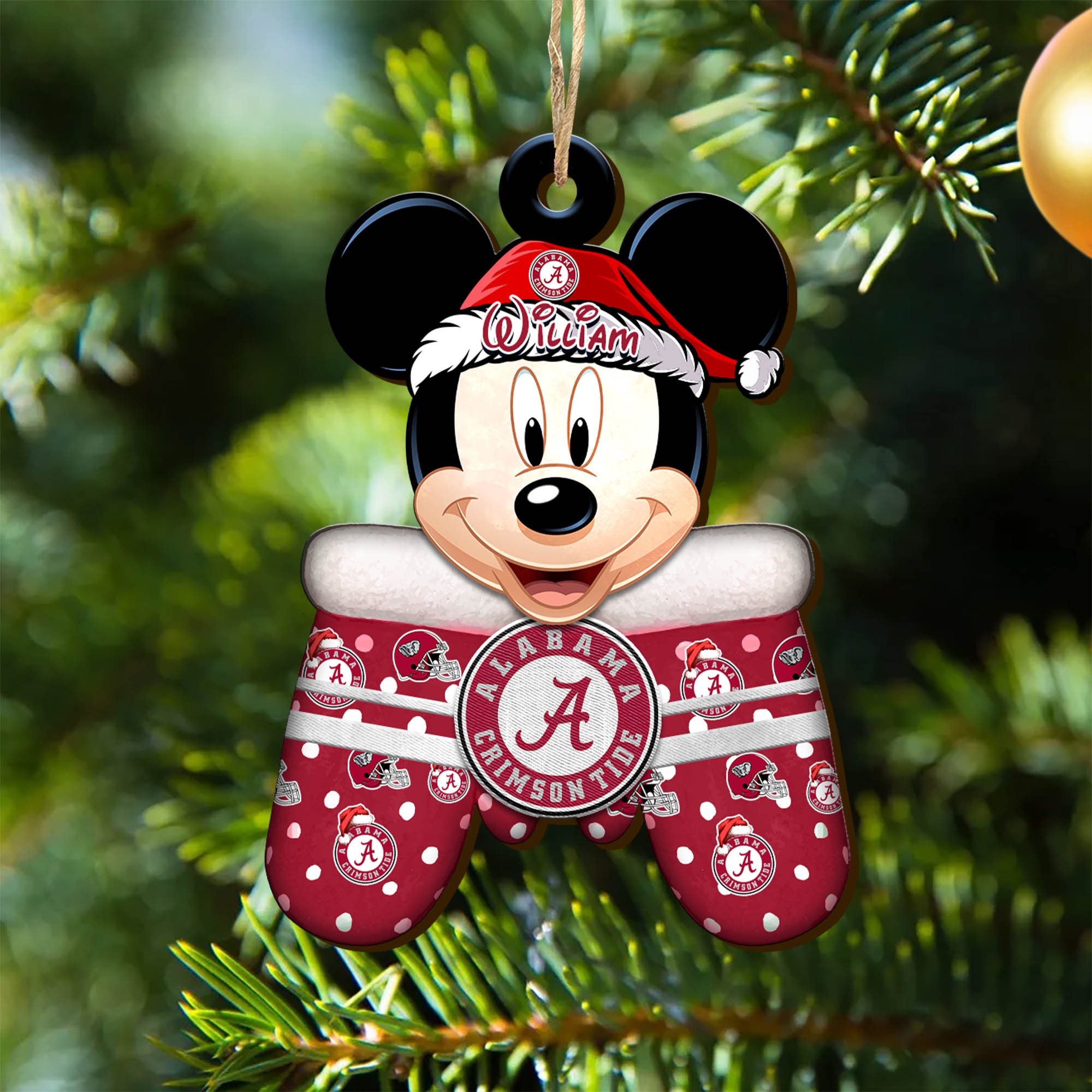 Alabama Crimson Tide Team Wooden Ornament 2024 Version Personalized Your Name, Christmas Gifts For Fan, Christmas Tree Decorations ETHY-53360
