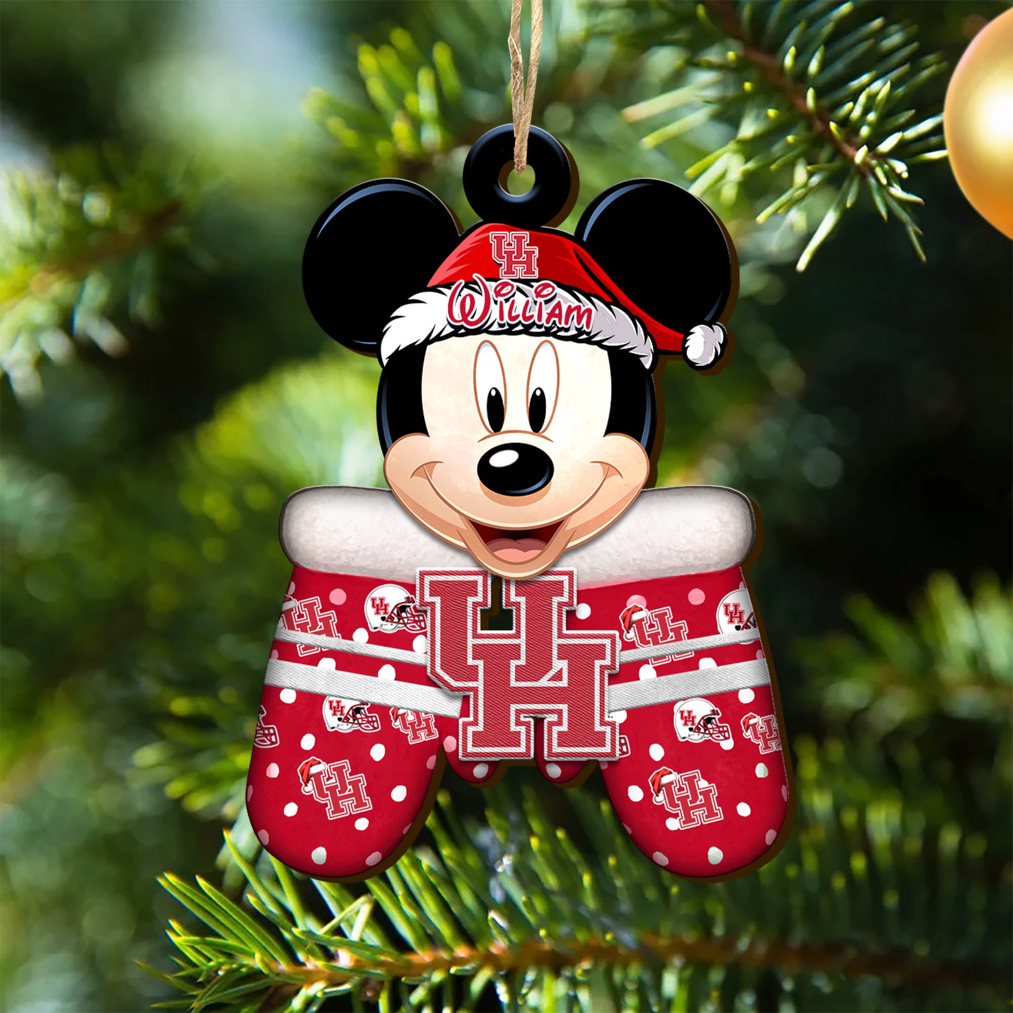 Houston Cougars Team Wooden Ornament 2024 Version Personalized Your Name, Christmas Gifts For Fan, Christmas Tree Decorations ETHY-53360