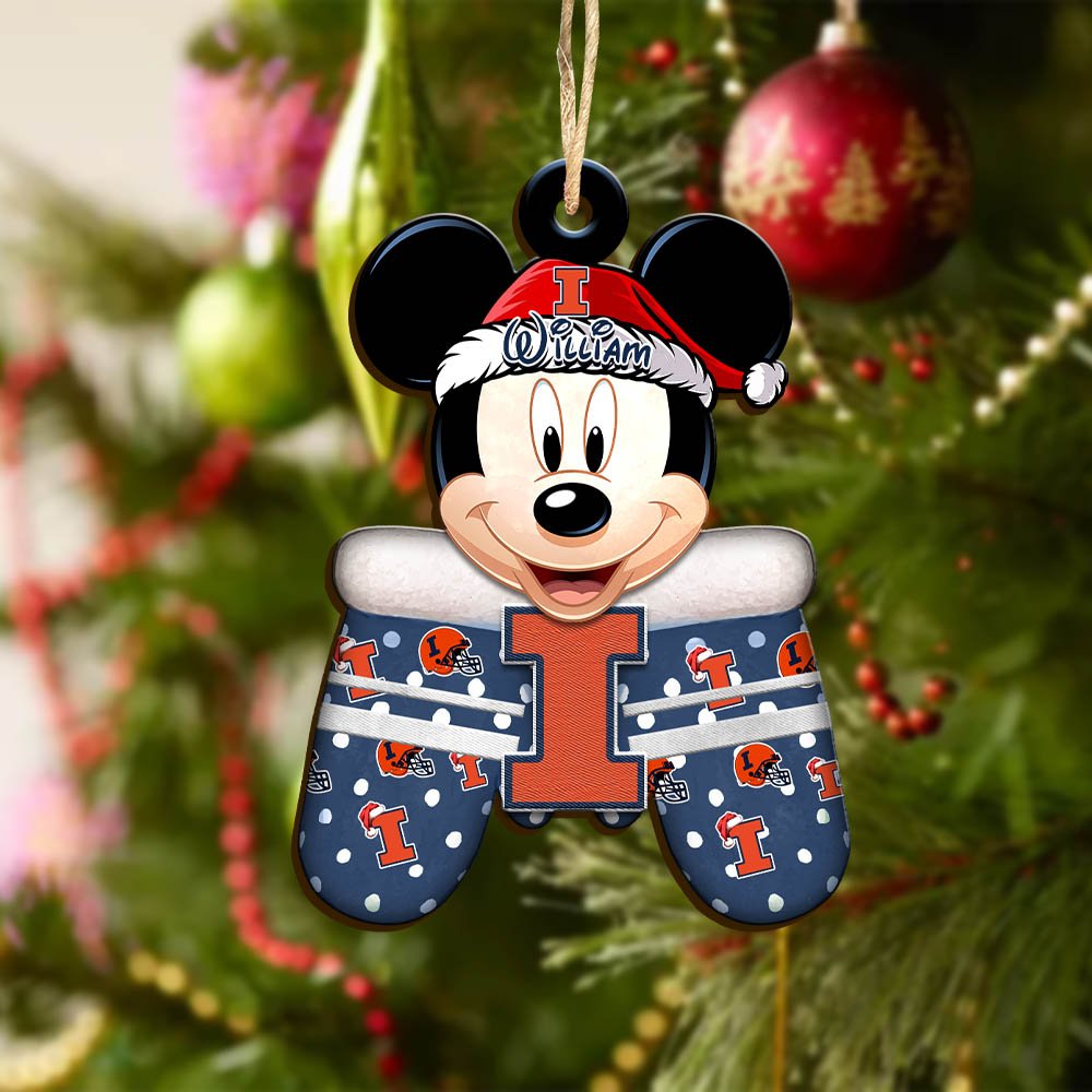 Alternative view of Illinois Fighting Illini Team Wooden Ornament 2024 Version Personalized Your Name, Christmas Gifts For Fan, Christmas Tree Decorations ETHY-53360