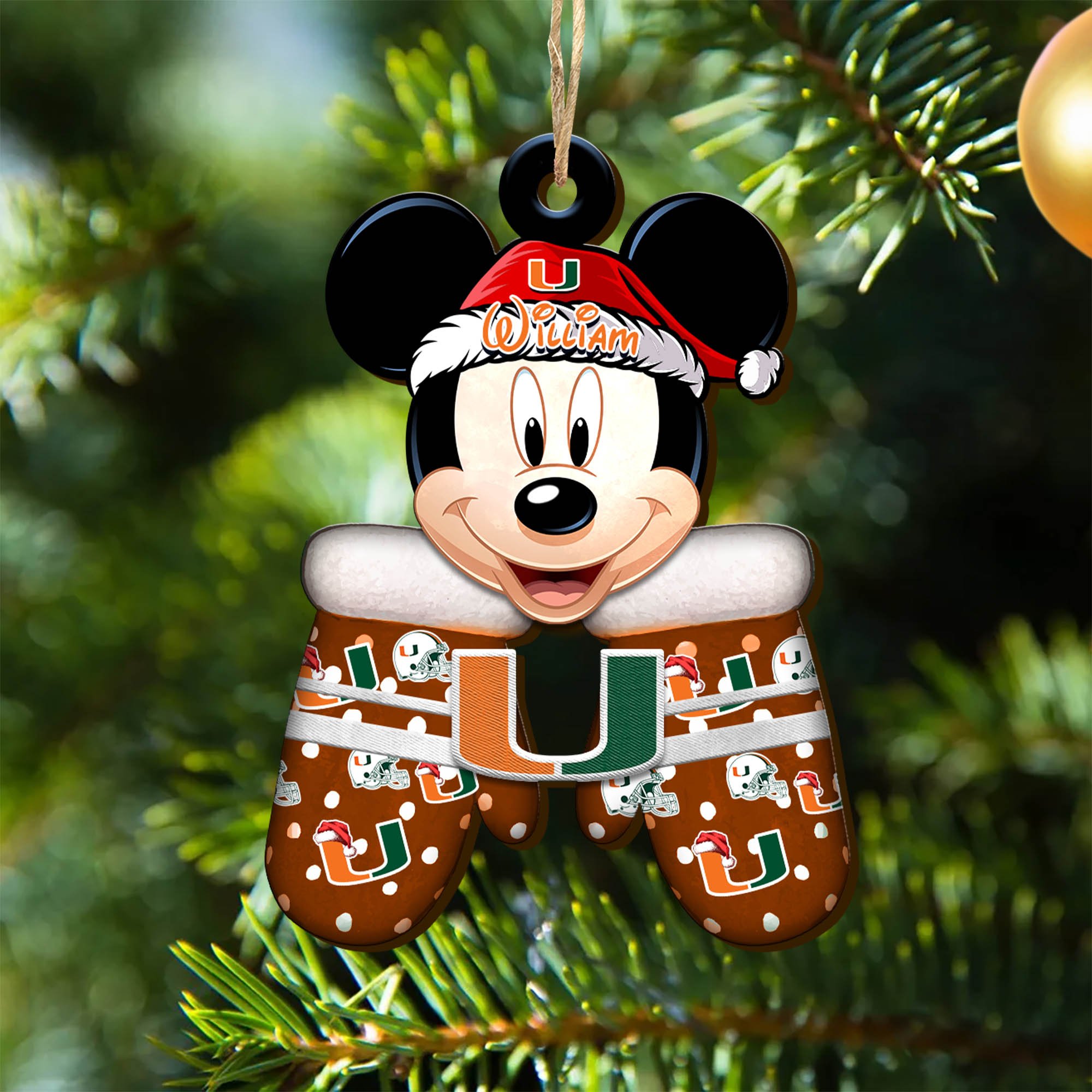 Miami Hurricanes Team Wooden Ornament 2024 Version Personalized Your Name, Christmas Gifts For Fan, Christmas Tree Decorations ETHY-53360