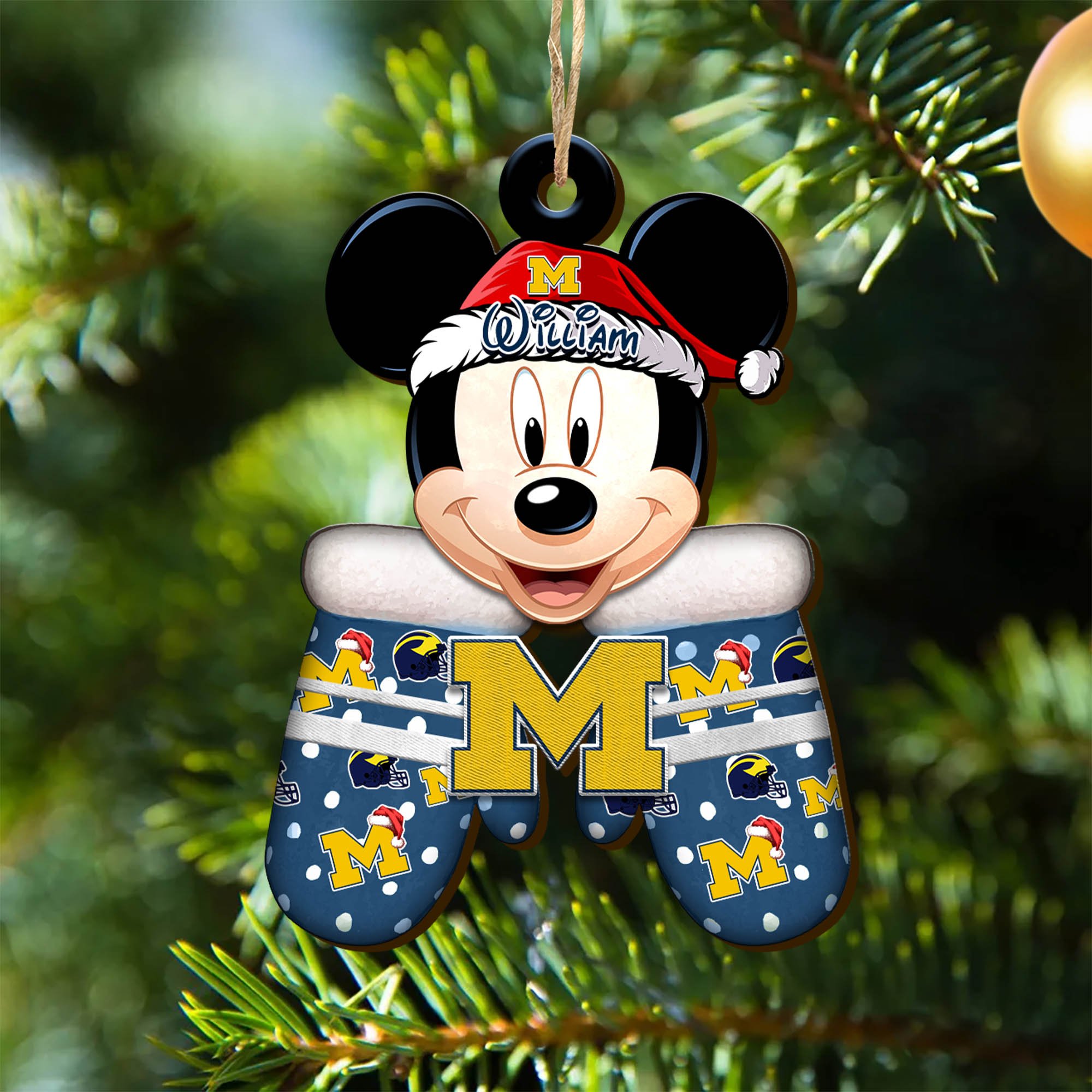Michigan Wolverines Team Wooden Ornament 2024 Version Personalized Your Name, Christmas Gifts For Fan, Christmas Tree Decorations ETHY-53360