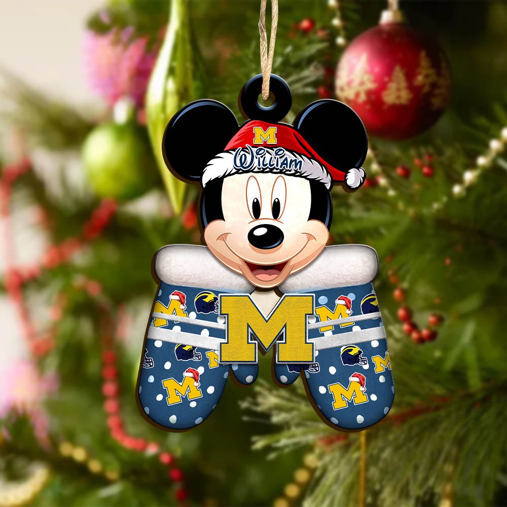 Alternative view of Michigan Wolverines Team Wooden Ornament 2024 Version Personalized Your Name, Christmas Gifts For Fan, Christmas Tree Decorations ETHY-53360