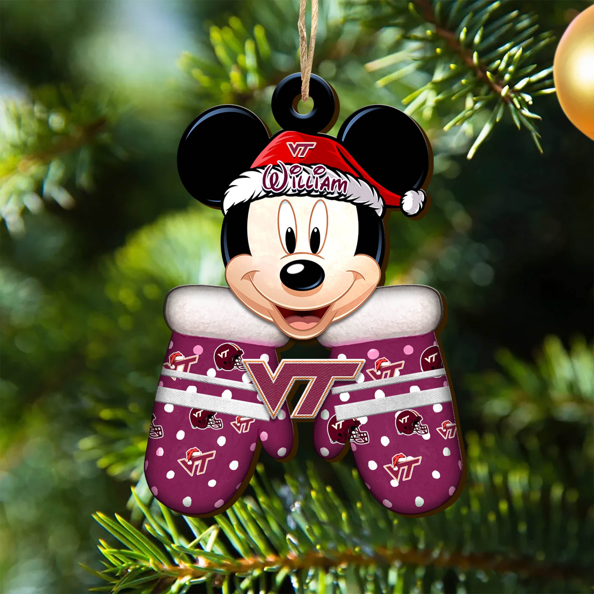Virginia Tech Hokies Team Wooden Ornament 2024 Version Personalized Your Name, Christmas Gifts For Fan, Christmas Tree Decorations ETHY-53360