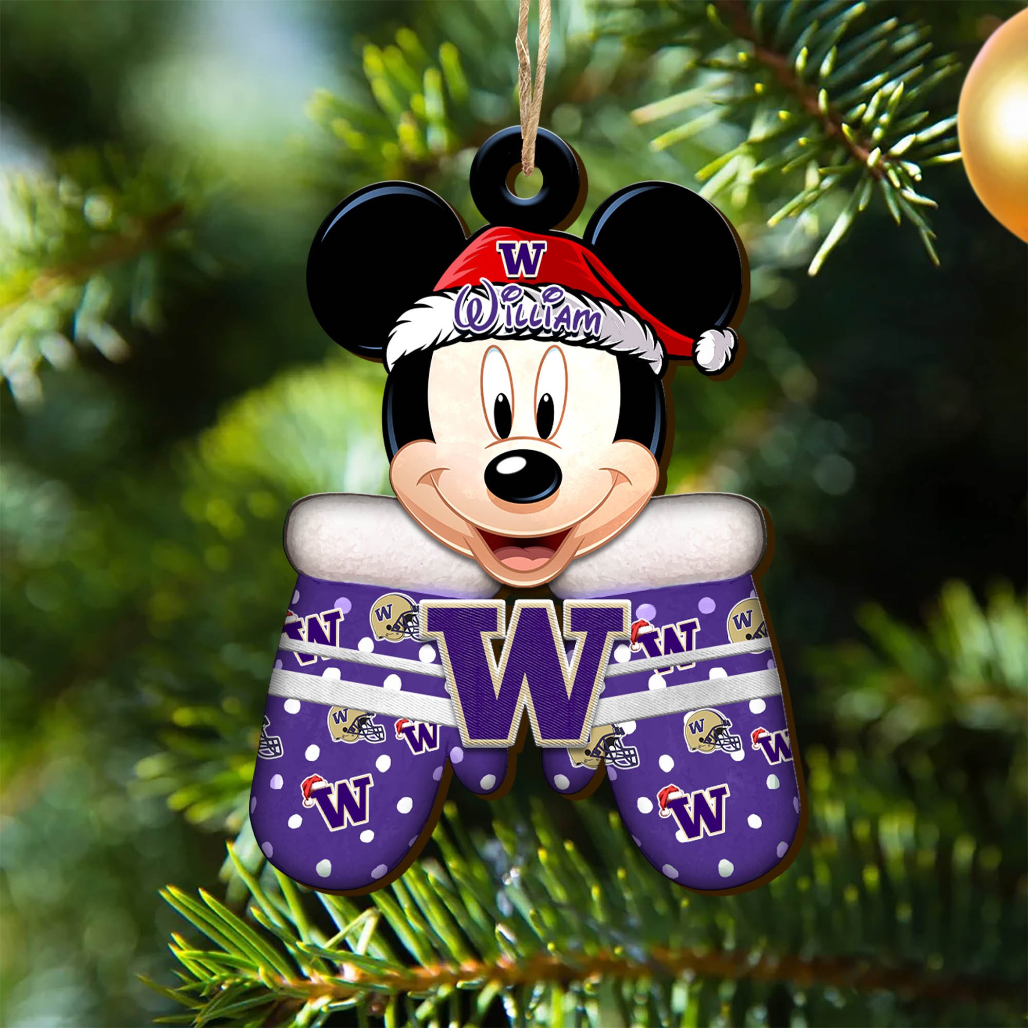Washington Huskies Team Wooden Ornament 2024 Version Personalized Your Name, Christmas Gifts For Fan, Christmas Tree Decorations ETHY-53360