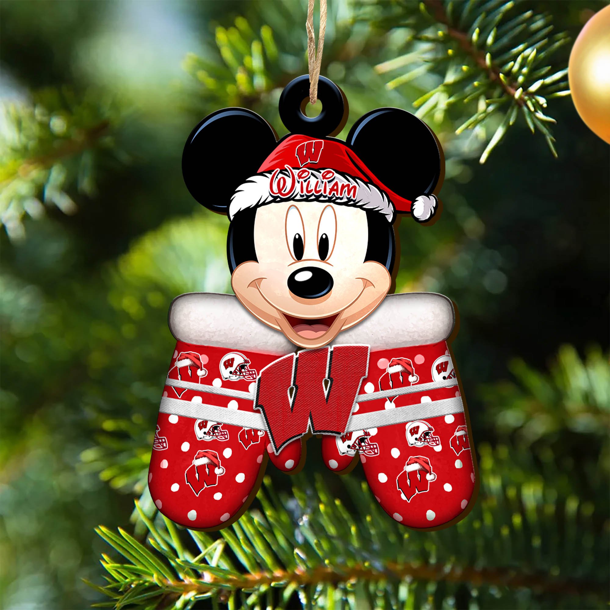 Wisconsin Badgers Team Wooden Ornament 2024 Version Personalized Your Name, Christmas Gifts For Fan, Christmas Tree Decorations ETHY-53360