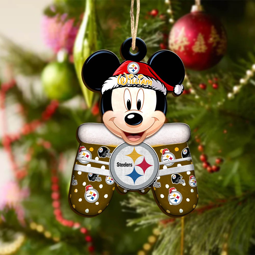 Alternative view of Pittsburgh Steelers Team Wooden Ornament 2024 Version Personalized Your Name, Christmas Gifts For Fan, Christmas Tree Decorations ETHY-53360