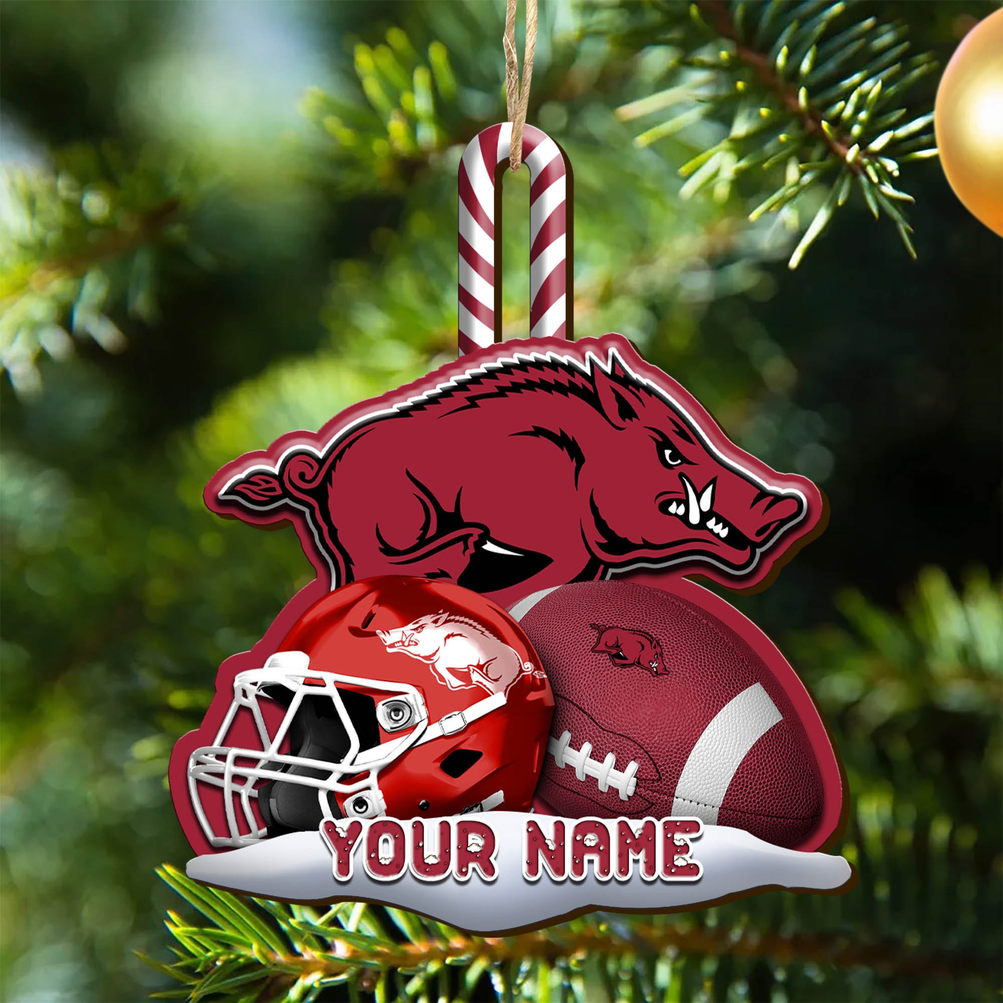Arkansas Razorbacks Sport Wooden Ornament 2024 Version Customized Your Name, Christmas Gifts For Sport Fan, Christmas Decorations Sport ETHY-53468
