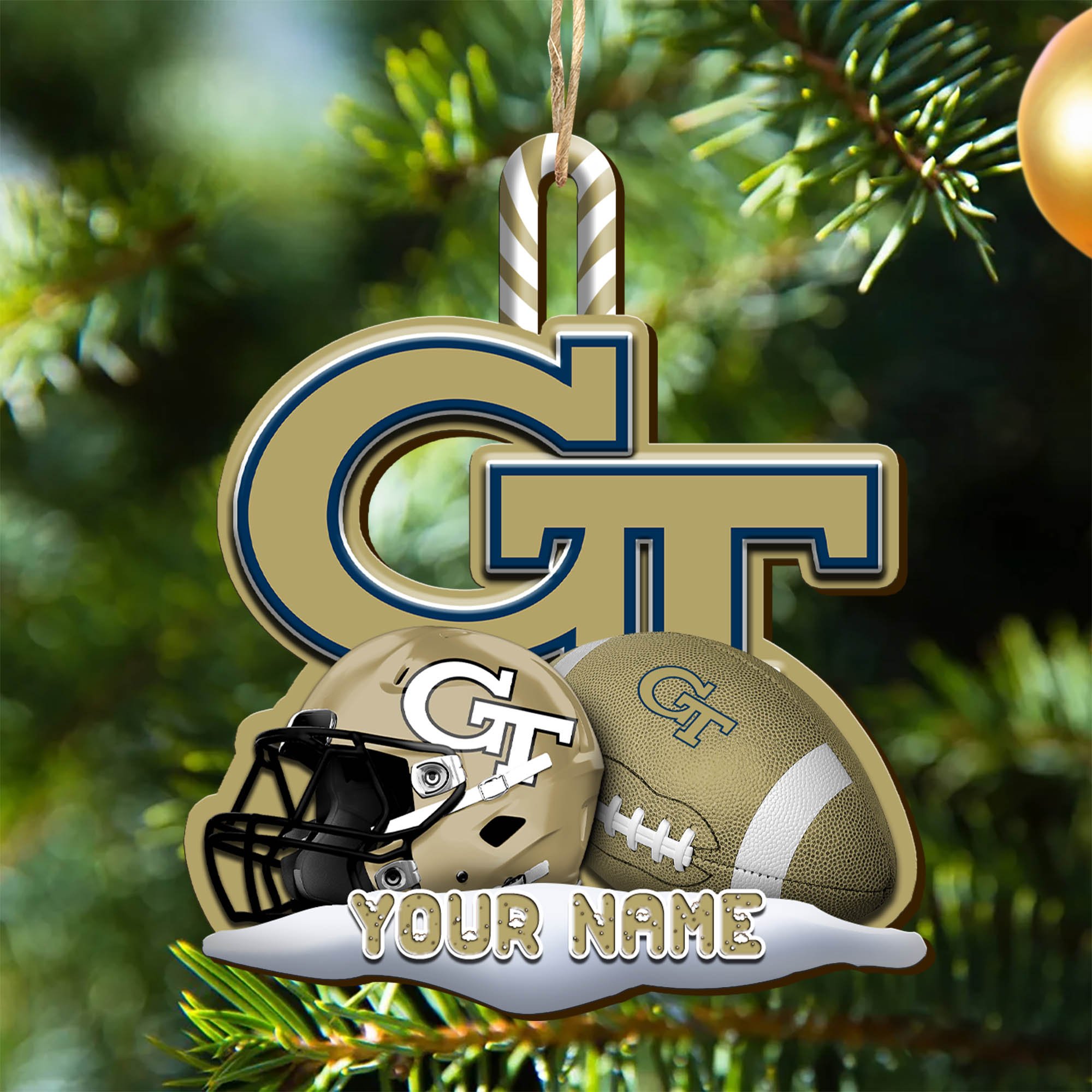 Georgia Tech Yellow Jackets Sport Wooden Ornament 2024 Version Customized Your Name, Christmas Gifts For Sport Fan, Christmas Decorations Sport ETHY-53468