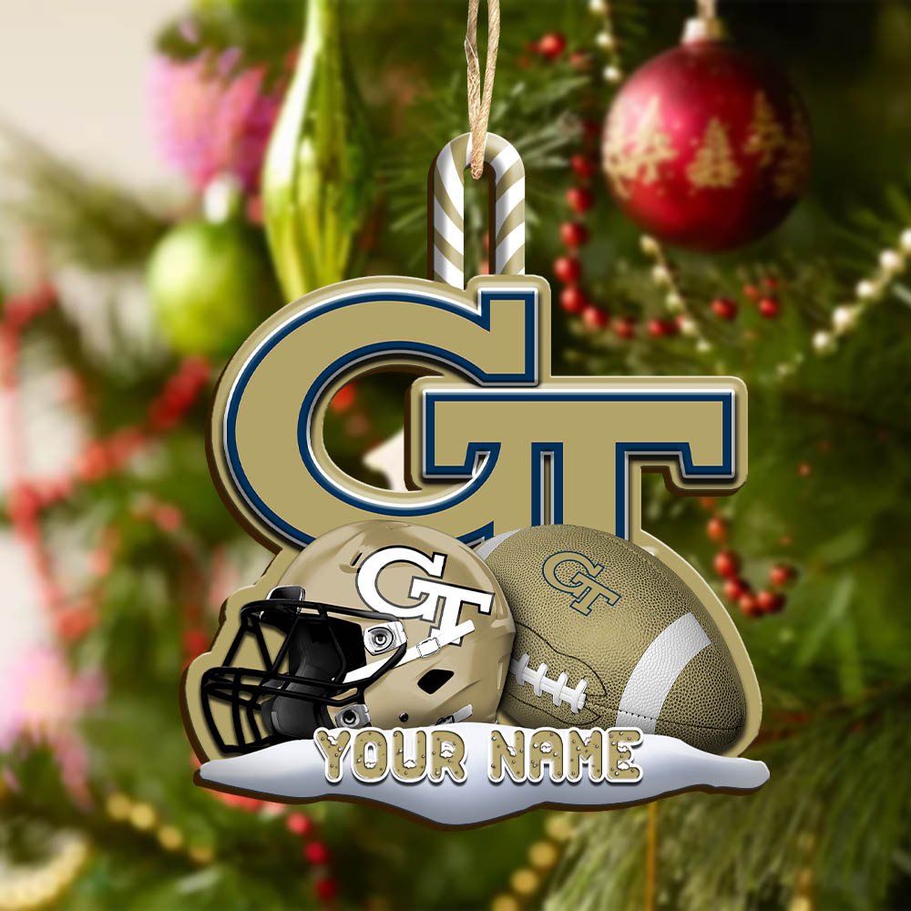 Alternative view of Georgia Tech Yellow Jackets Sport Wooden Ornament 2024 Version Customized Your Name, Christmas Gifts For Sport Fan, Christmas Decorations Sport ETHY-53468