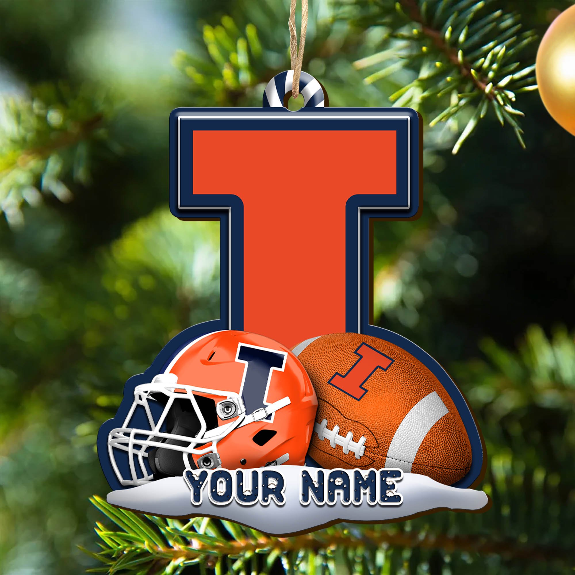 Illinois Fighting Illini Sport Wooden Ornament 2024 Version Customized Your Name, Christmas Gifts For Sport Fan, Christmas Decorations Sport ETHY-53468