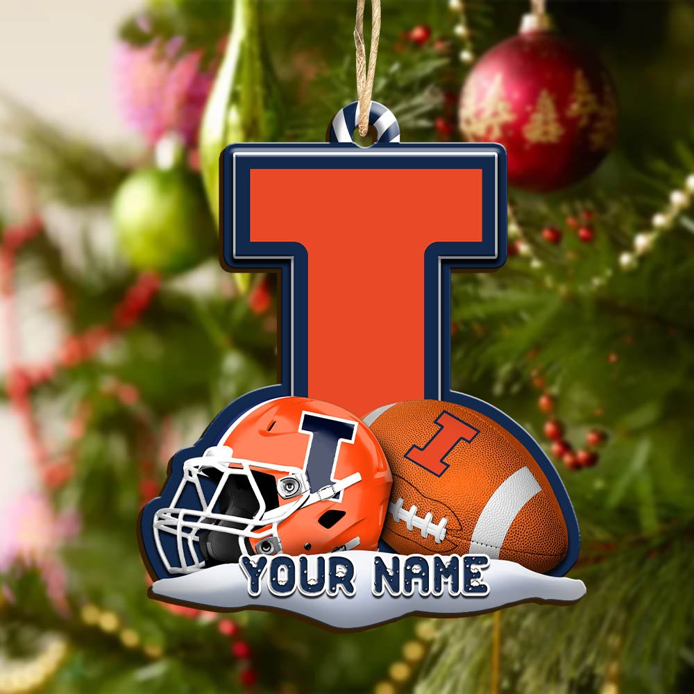 Alternative view of Illinois Fighting Illini Sport Wooden Ornament 2024 Version Customized Your Name, Christmas Gifts For Sport Fan, Christmas Decorations Sport ETHY-53468