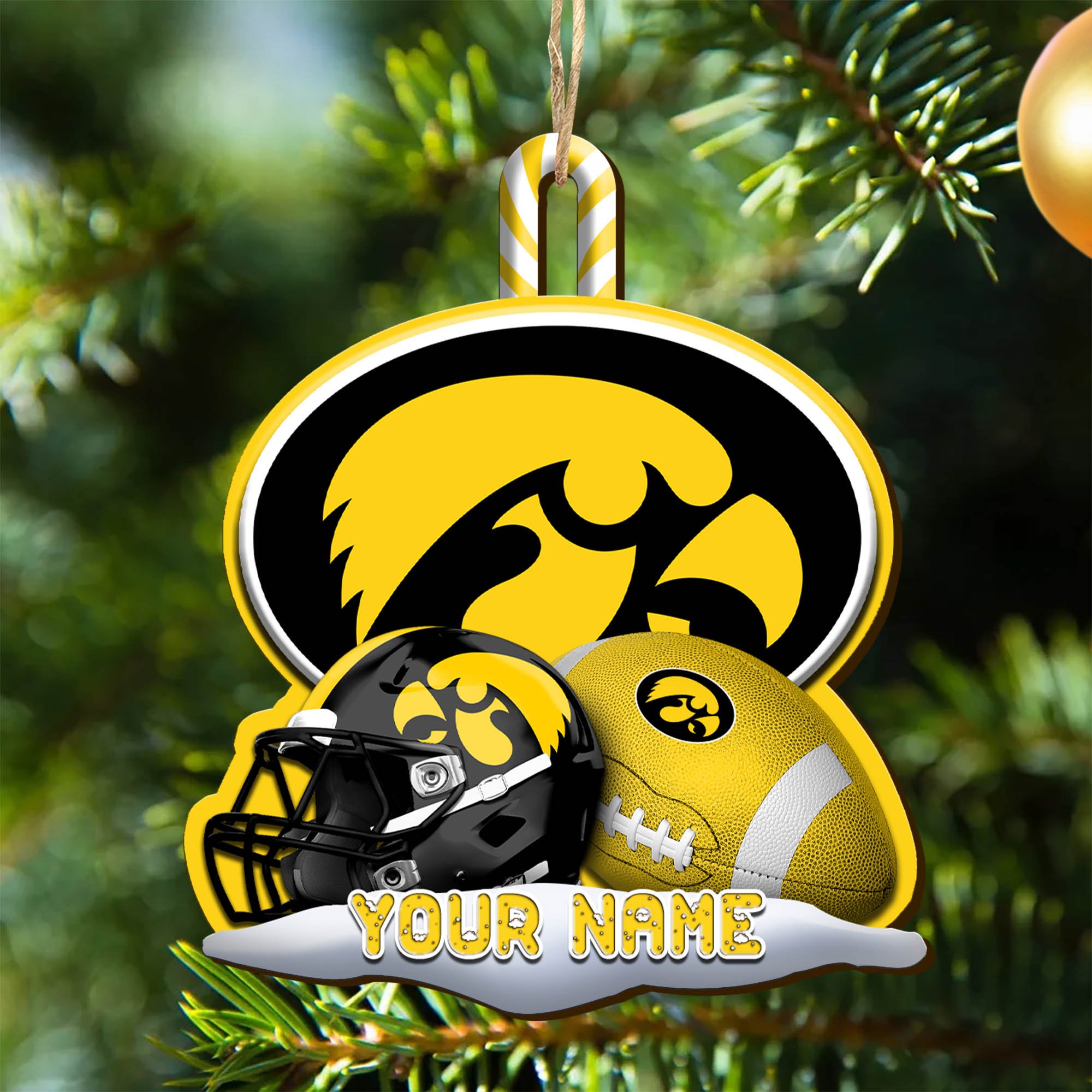Iowa Hawkeyes Sport Wooden Ornament 2024 Version Customized Your Name, Christmas Gifts For Sport Fan, Christmas Decorations Sport ETHY-53468
