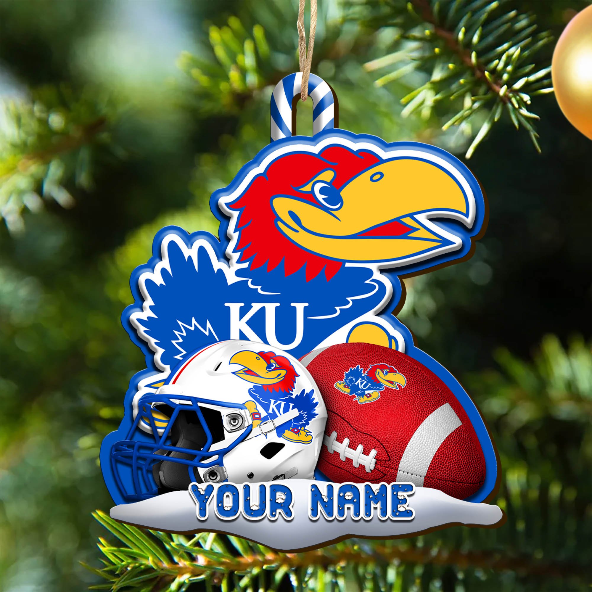 Kansas Jayhawks Sport Wooden Ornament 2024 Version Customized Your Name, Christmas Gifts For Sport Fan, Christmas Decorations Sport ETHY-53468