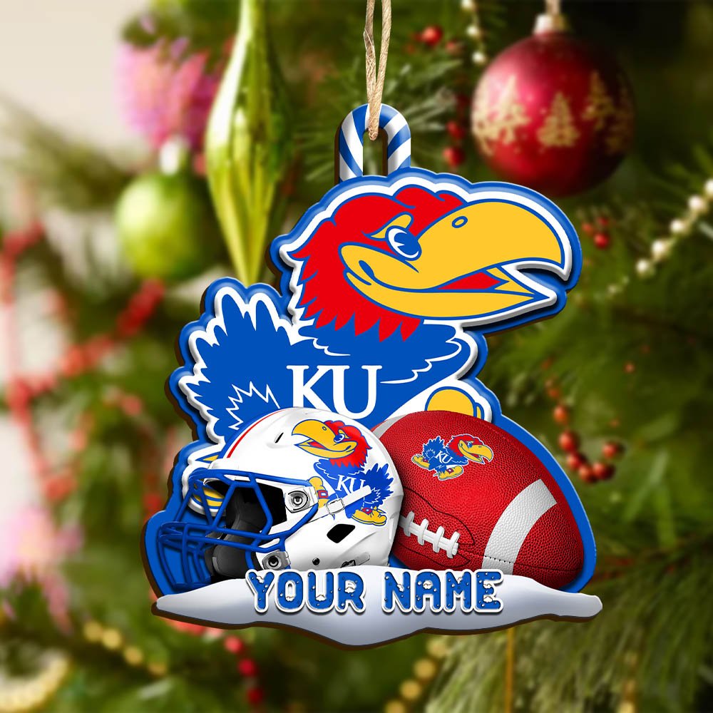 Alternative view of Kansas Jayhawks Sport Wooden Ornament 2024 Version Customized Your Name, Christmas Gifts For Sport Fan, Christmas Decorations Sport ETHY-53468