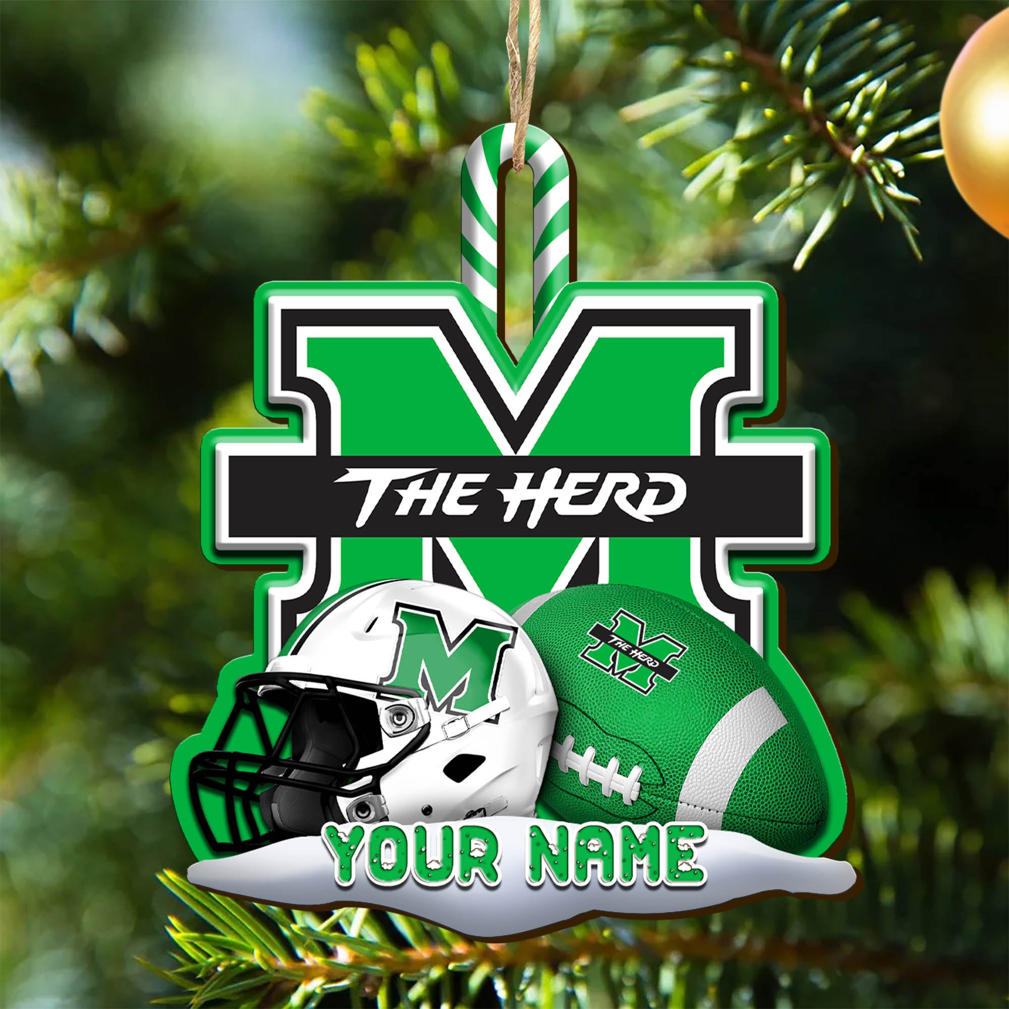 Marshall Thundering Herd Sport Wooden Ornament 2024 Version Customized Your Name, Christmas Gifts For Sport Fan, Christmas Decorations Sport ETHY-53468